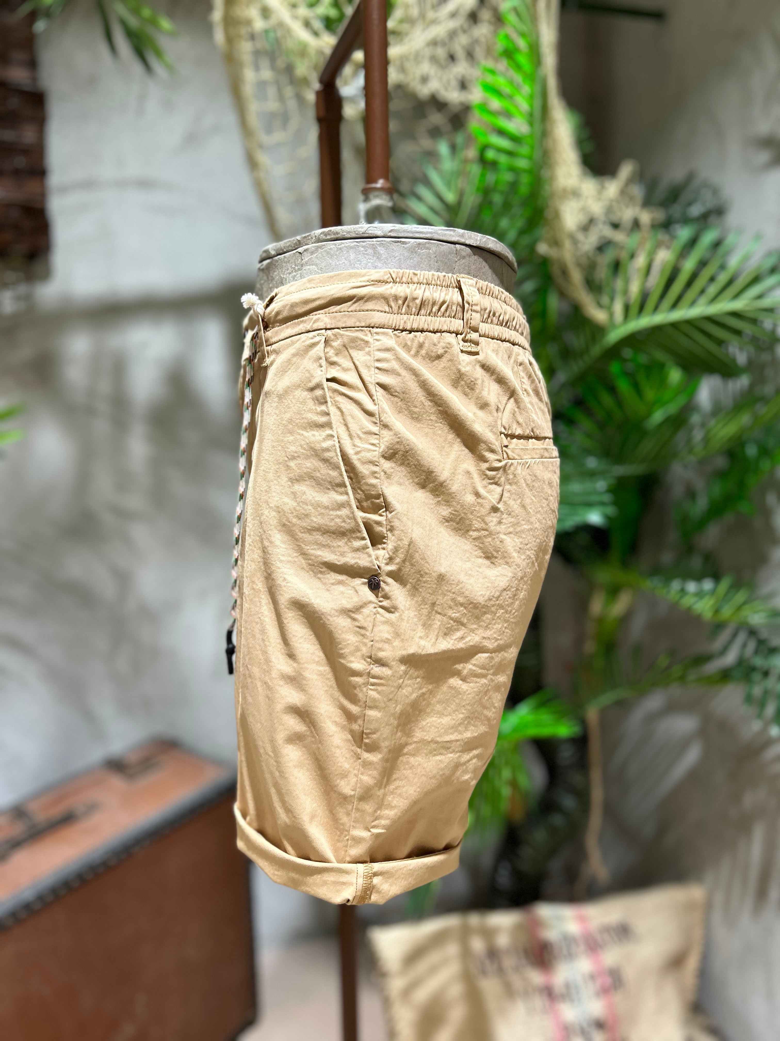 SHORTS IN COTONE - VERDE, BEIGE