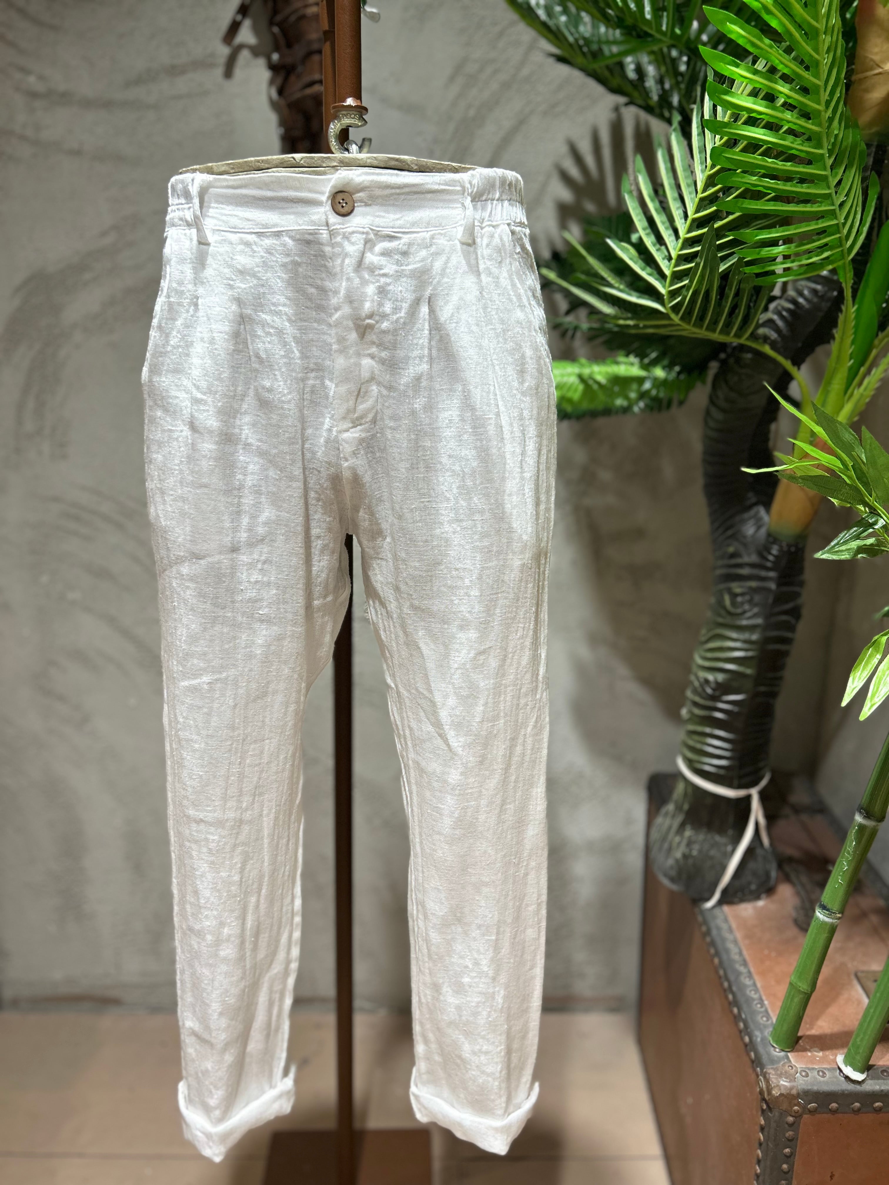 PANTALONI IN PURO LINO -  FANGO,BLU,TABACCO,SABBIA,NERO,BIANCO
