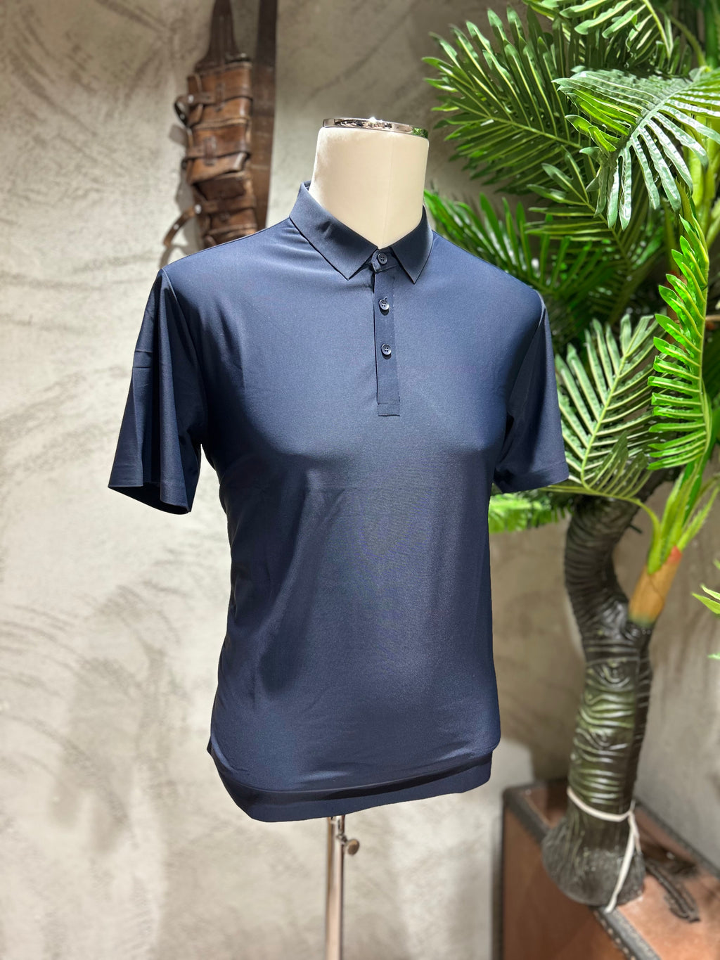 POLO IN TESSUTO TECNICO - BLU NAVY,NERO