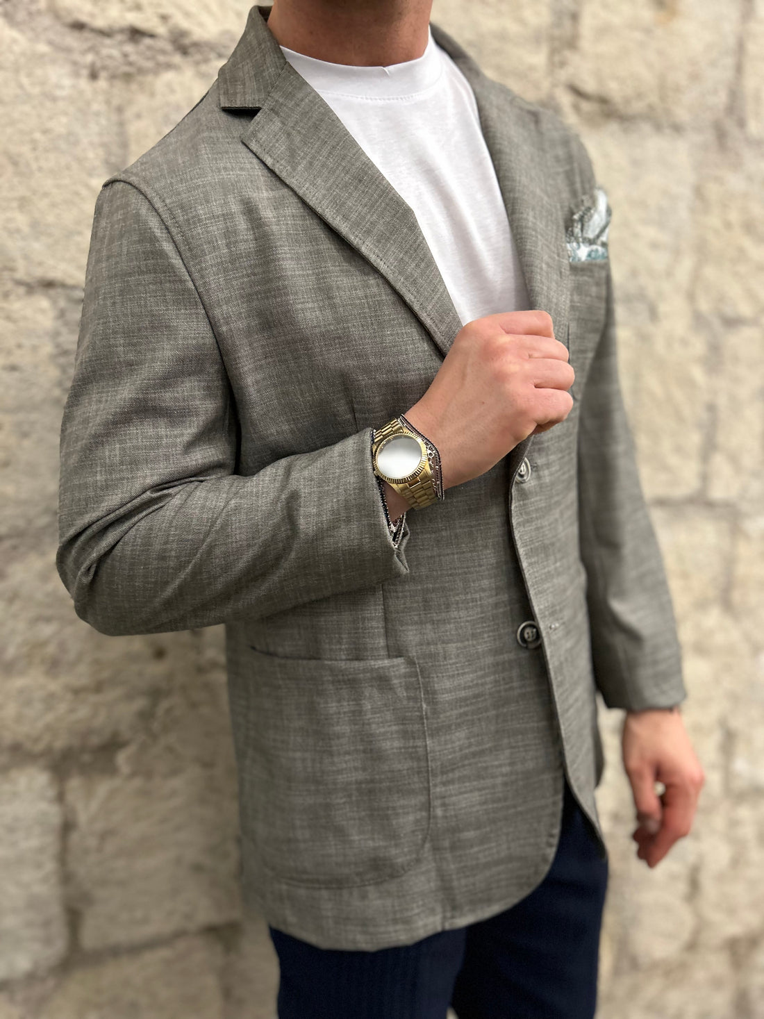 MICRO-PATTERN JACKET - GREEN, BLUE