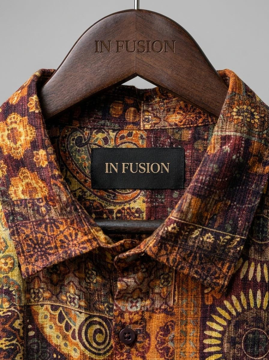 India — Camicia Cotone Lino e Viscosa