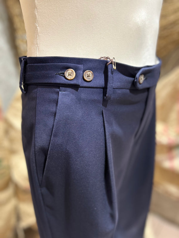 PANTALONI TAGLIO CLASSICO DOPPIO BOTTONE - BLU