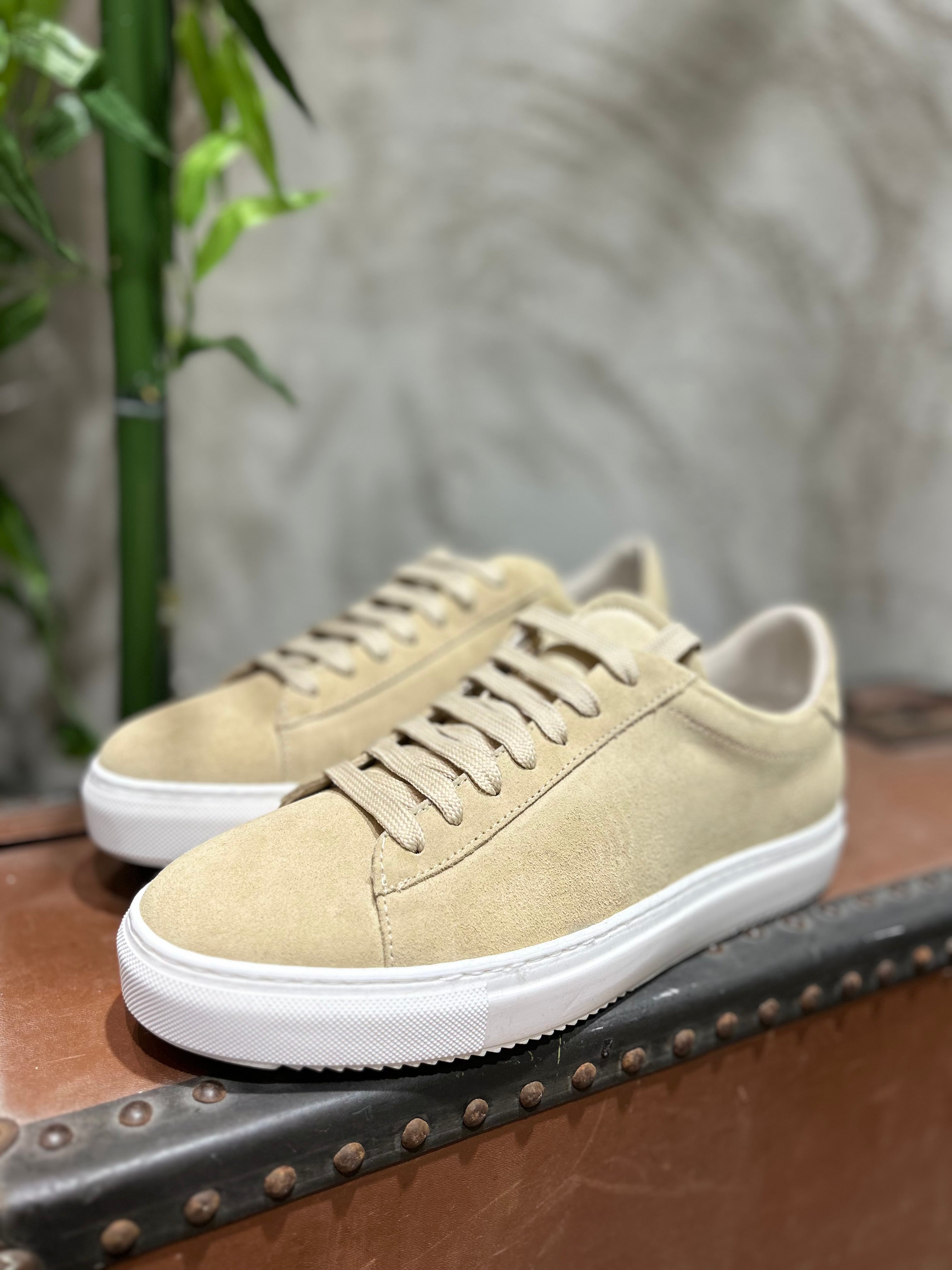SNEAKERS IN PELLE  - SABBIA, BIANCO