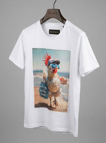 Gallo Beach — T-Shirt 100% Cotone Stampa Alta Definizione Made in Italy