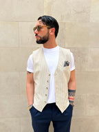 GILET STRIPES - BEIGE