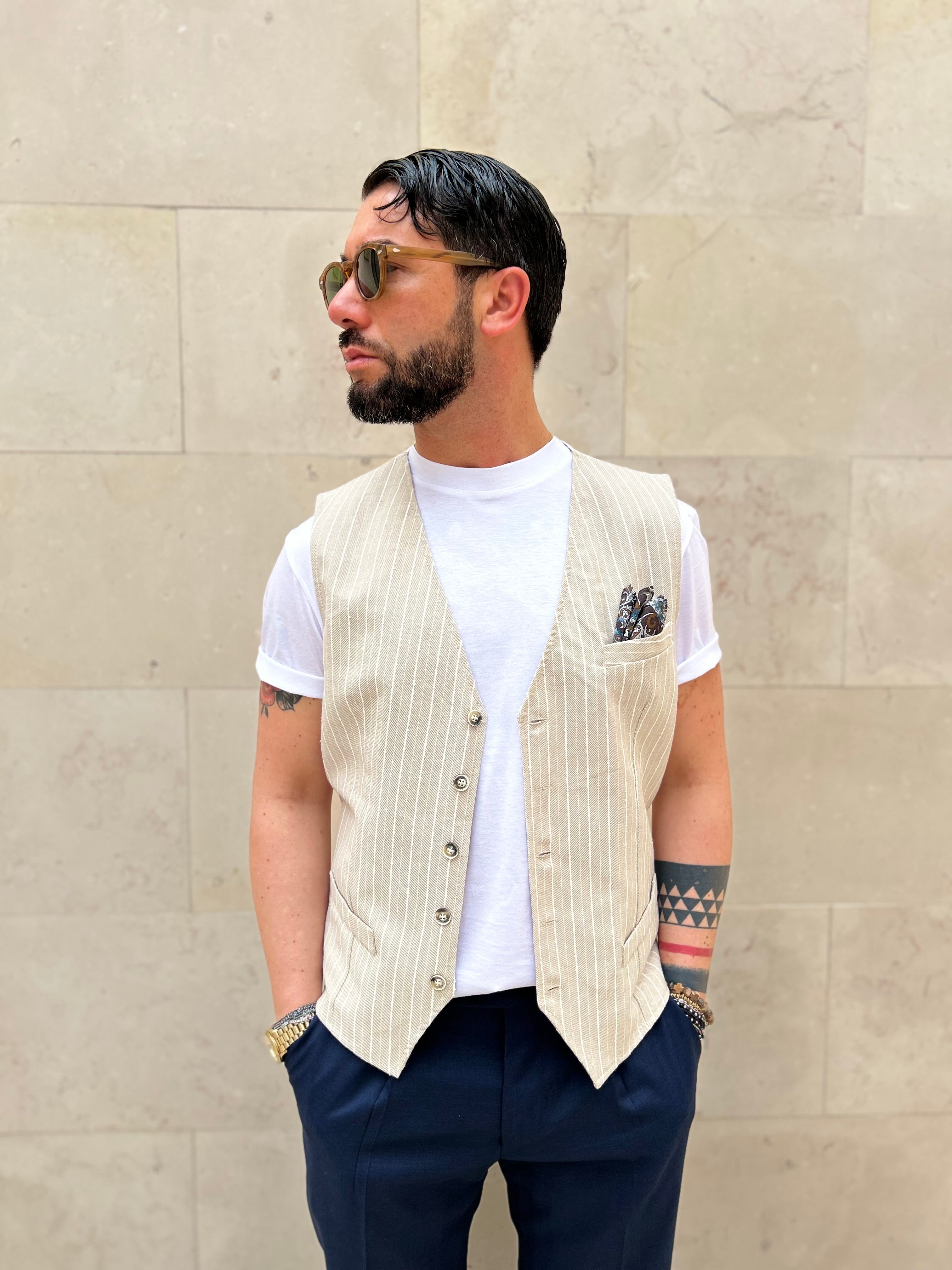 GILET STRIPES - BEIGE