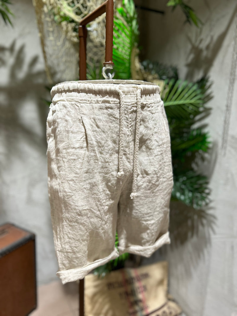 SHORTS IN LINO - BIANCO, BLU, SABBIA, FANGO