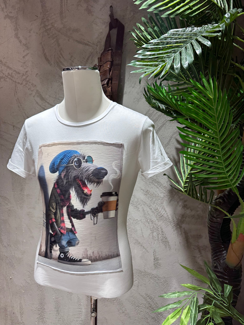T-SHIRT STAMPA DOG - BIANCO