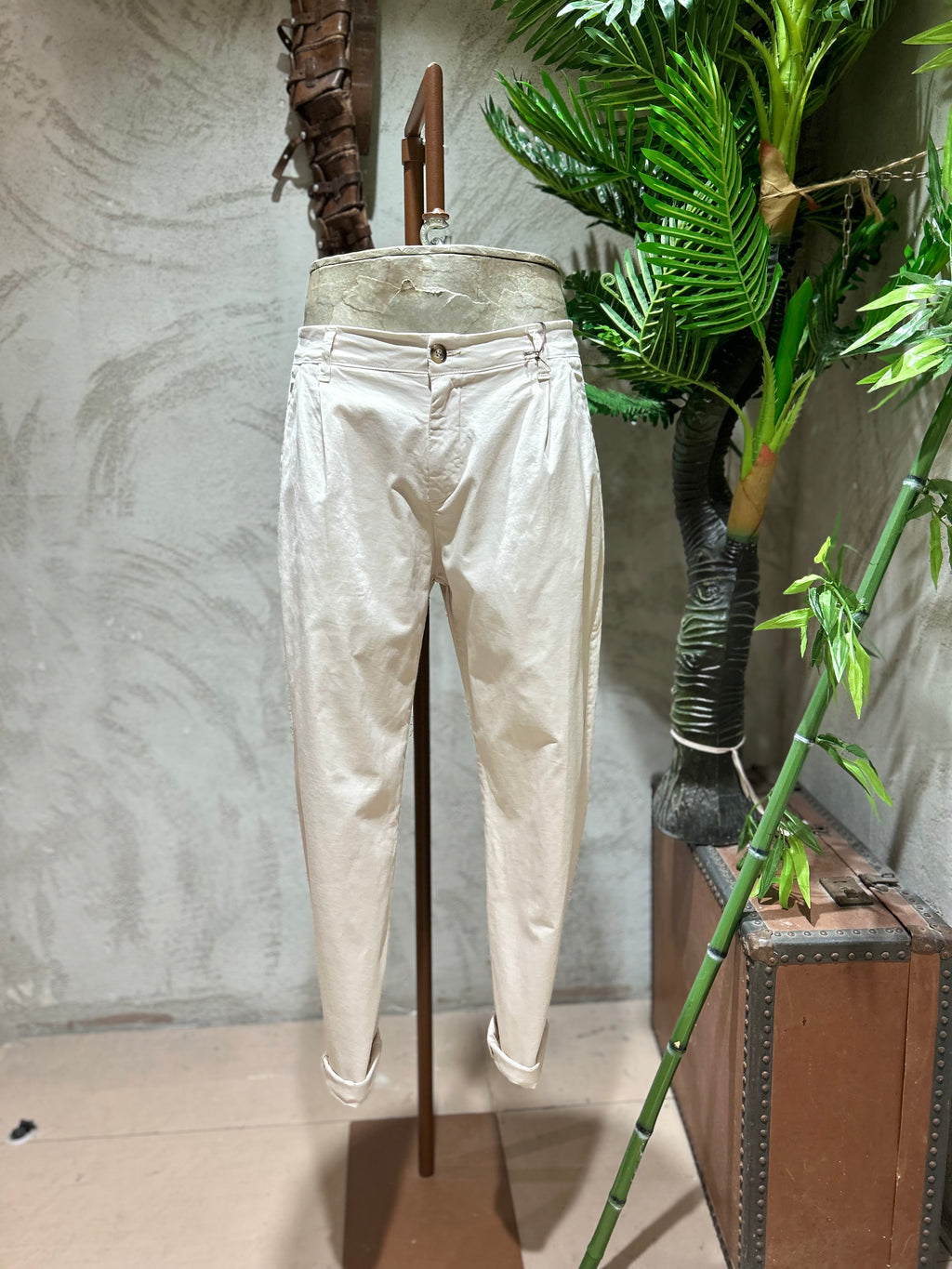 PANTALONI IN COTONE - PANNA,SABBIA,BLU