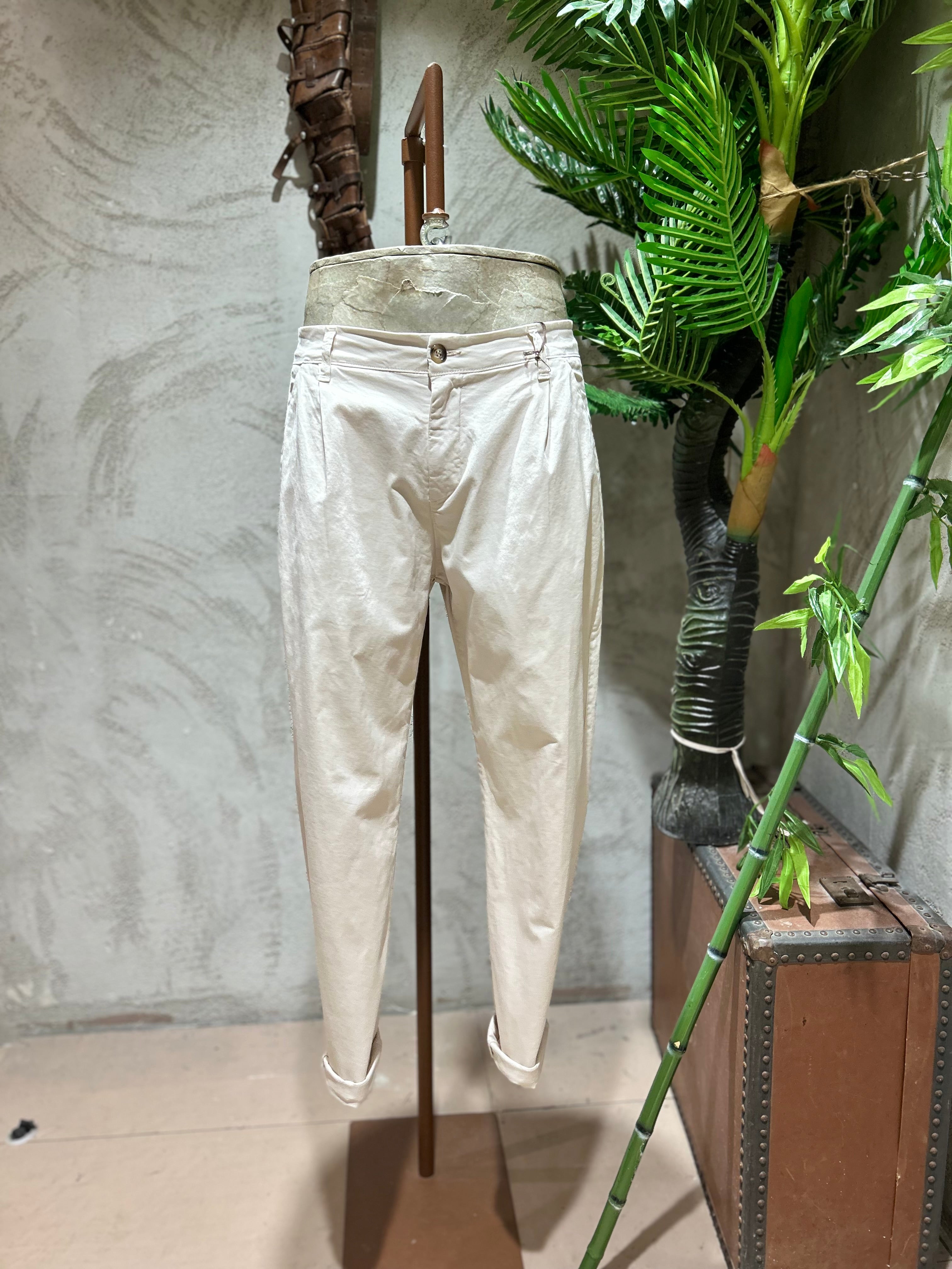 PANTALONI IN COTONE - PANNA,SABBIA,BLU