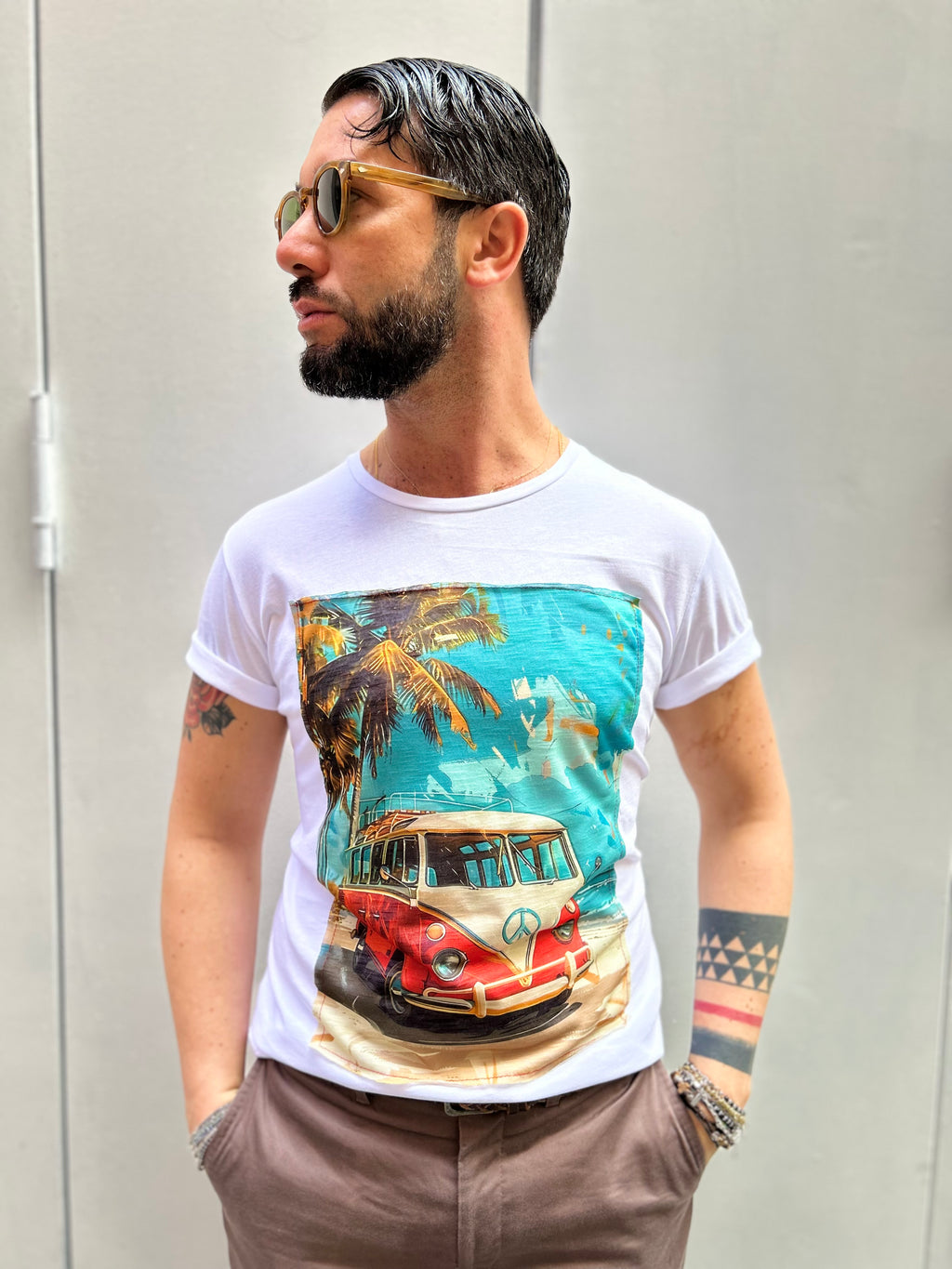 T-SHIRT STAMPA BUS - BIANCO