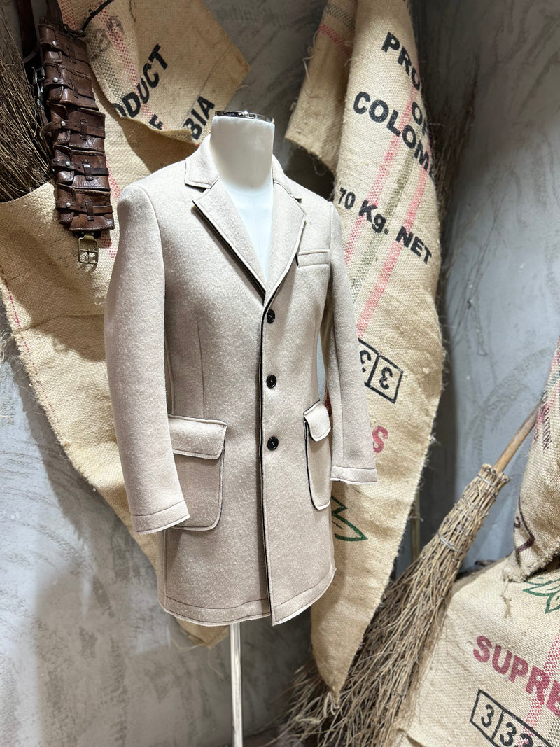 CAPPOTTO MONOPETTO BOUCLE  - BEIGE