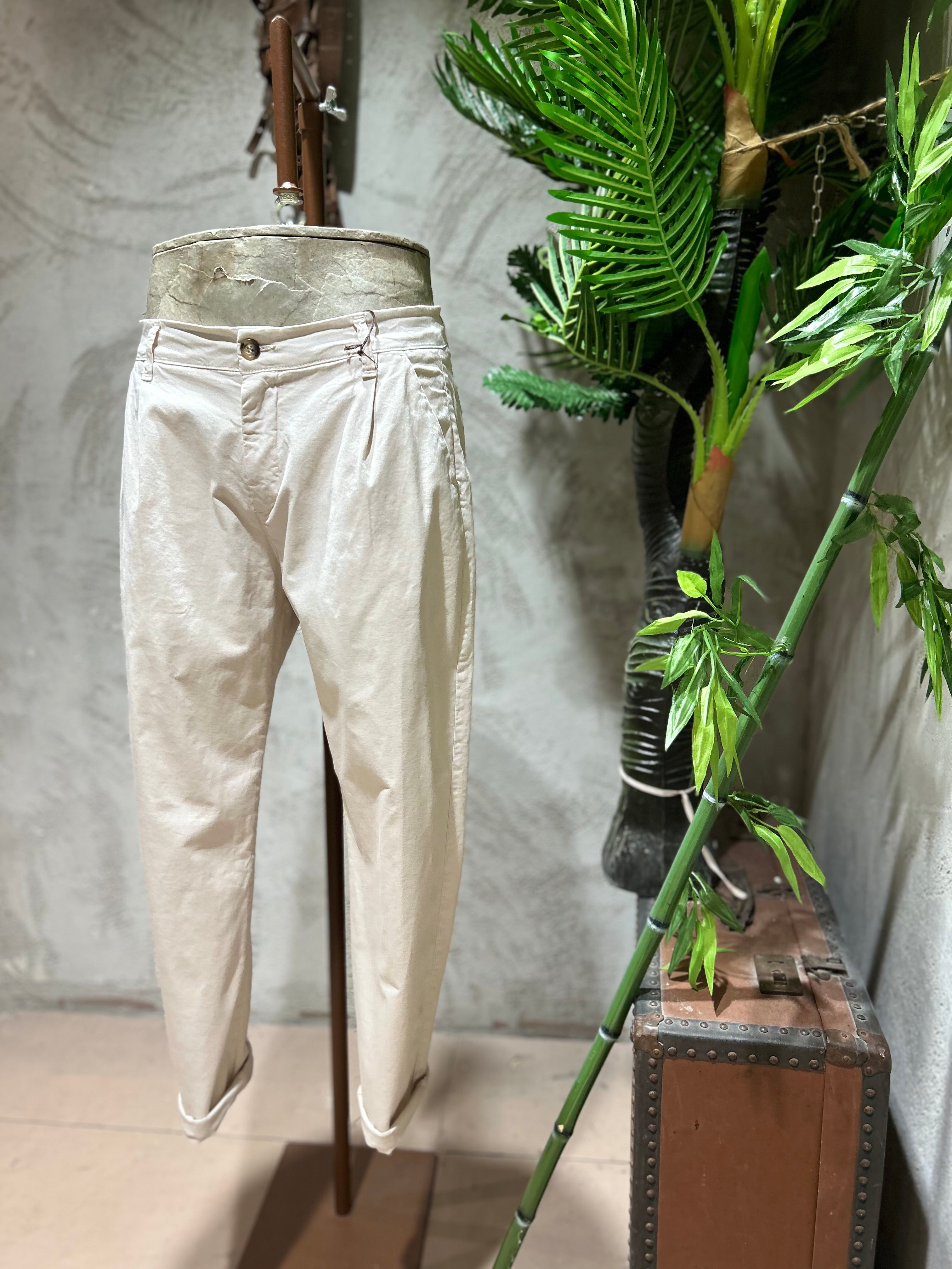 PANTALONI IN COTONE - PANNA,SABBIA,BLU