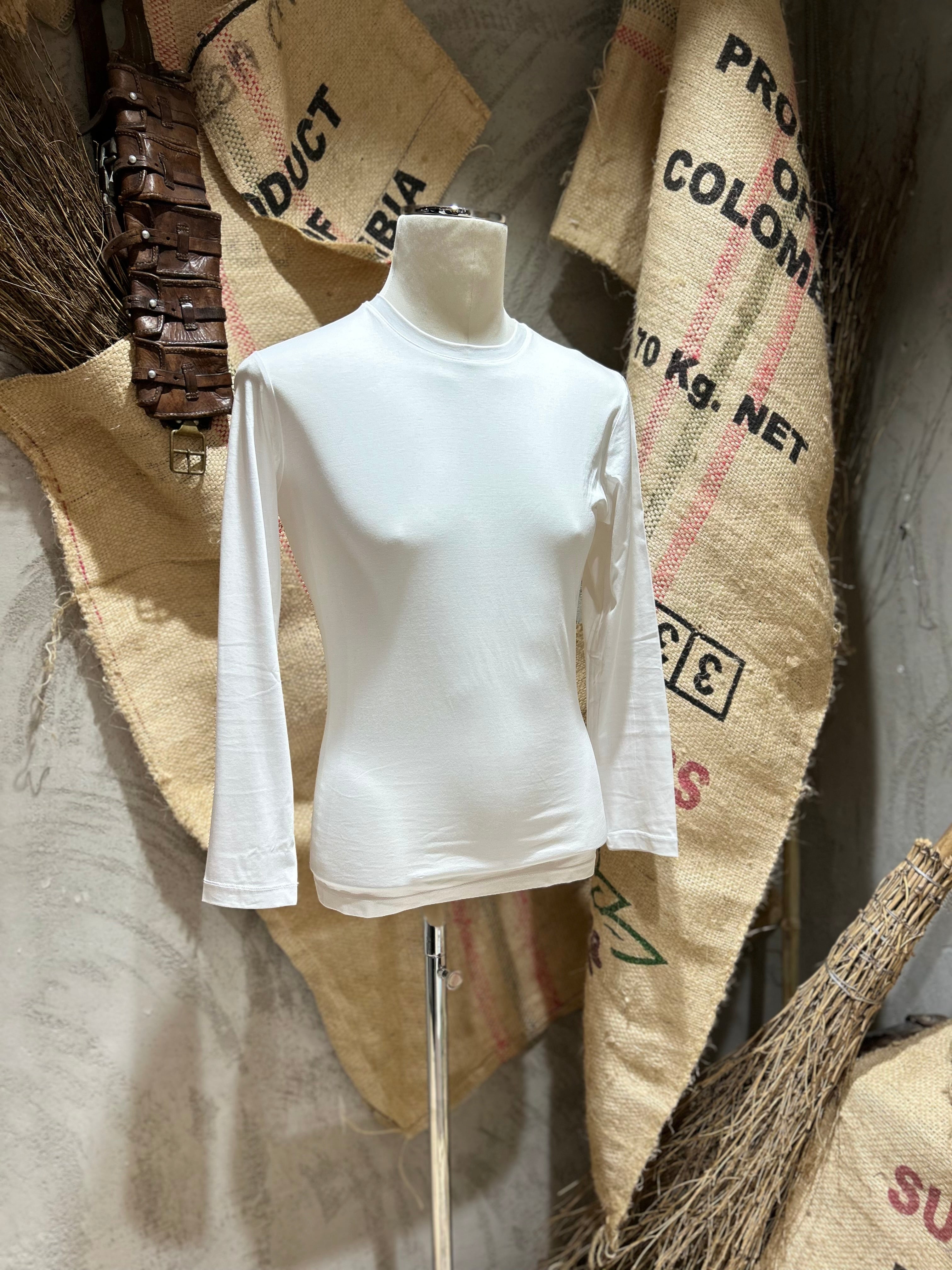 MAGLIA GIROCOLLO IN FILO DI SCOZIA  - MORO BIANCO,SABBIA