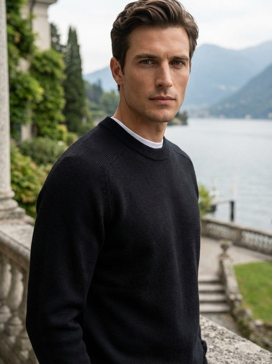 MAGLIA GIROCOLLO A COSTINE - PANNA,NERO