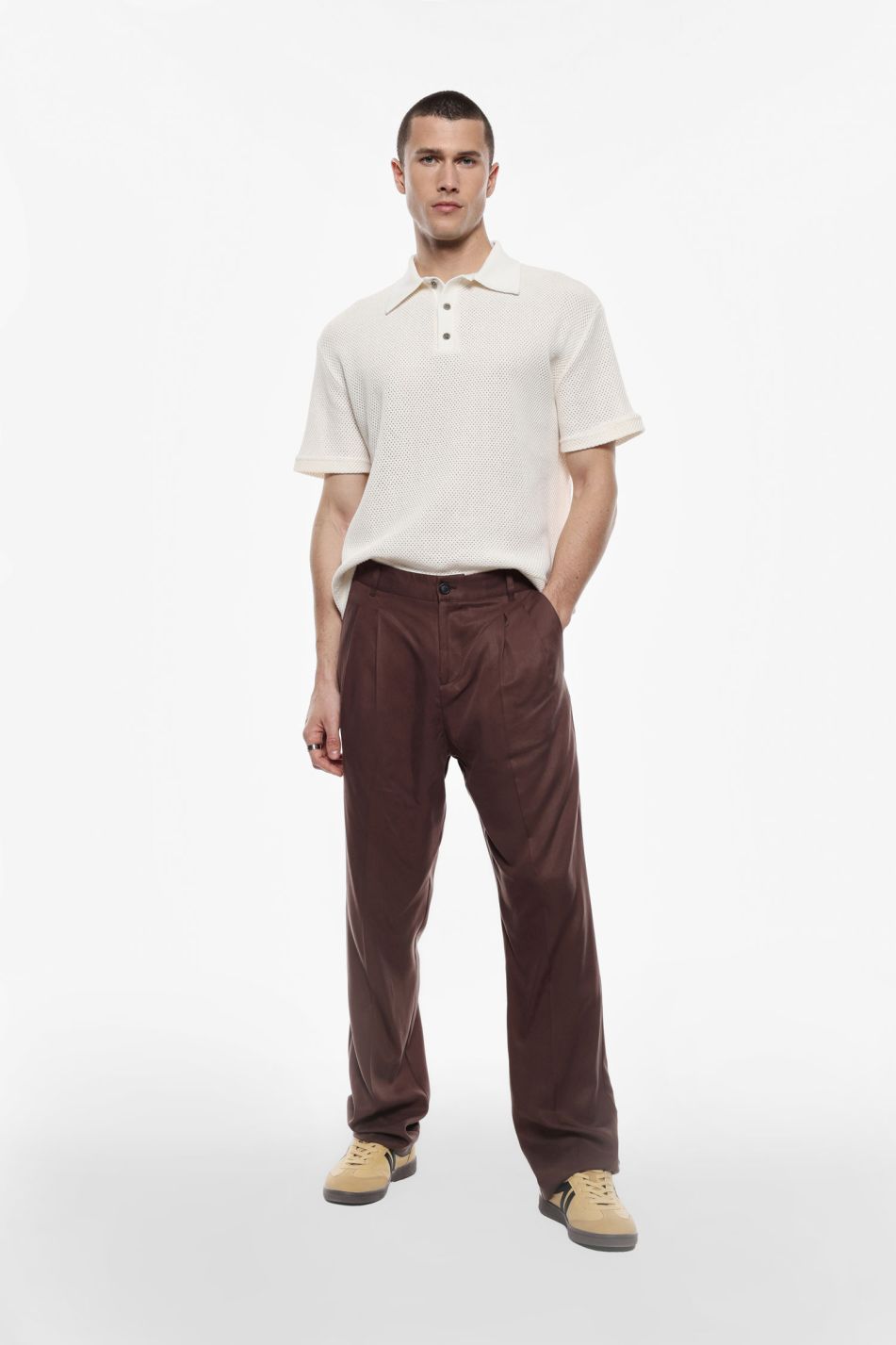 PANTALONI CON PINCES - MORO