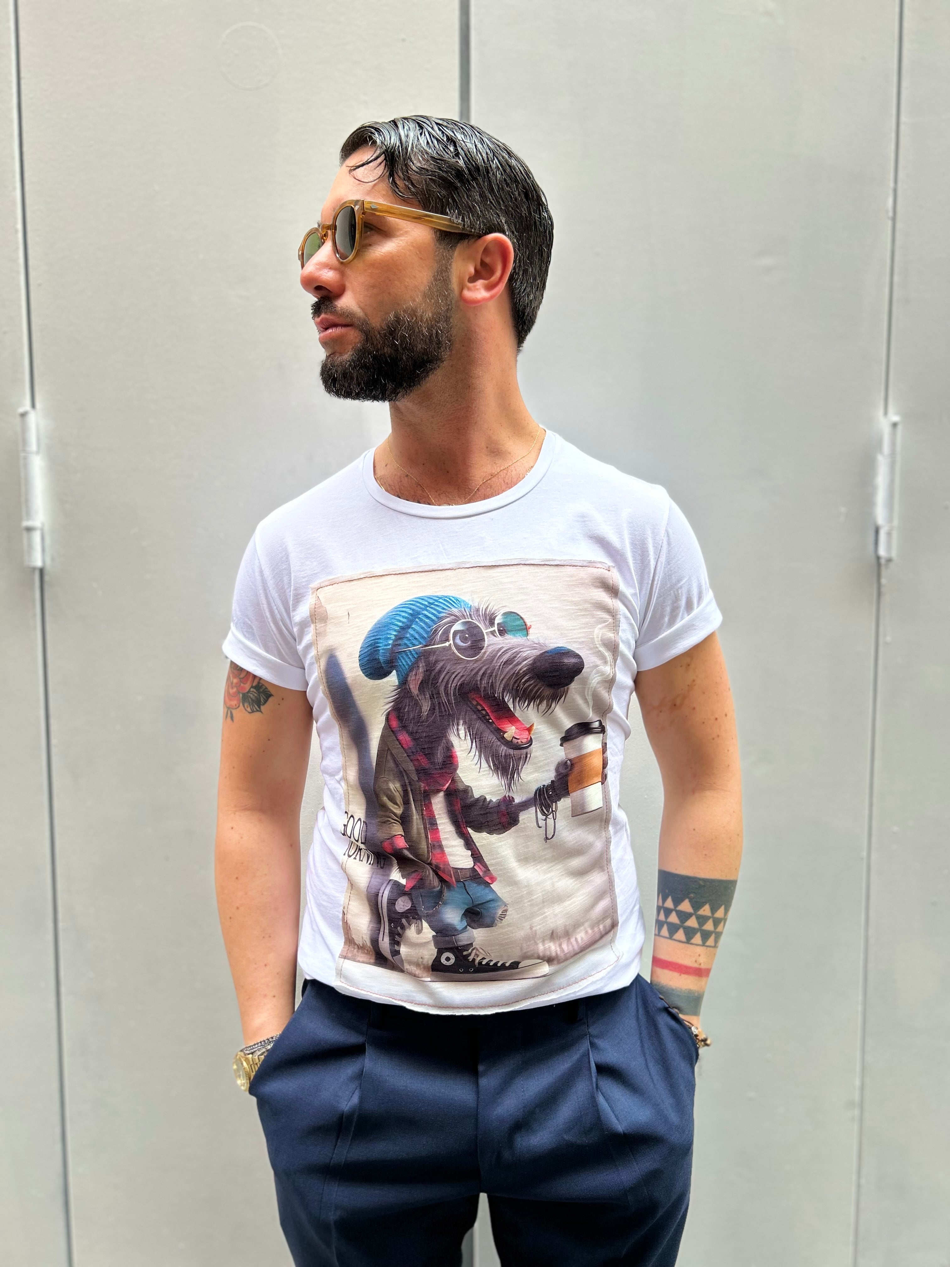 T-SHIRT STAMPA DOG - BIANCO