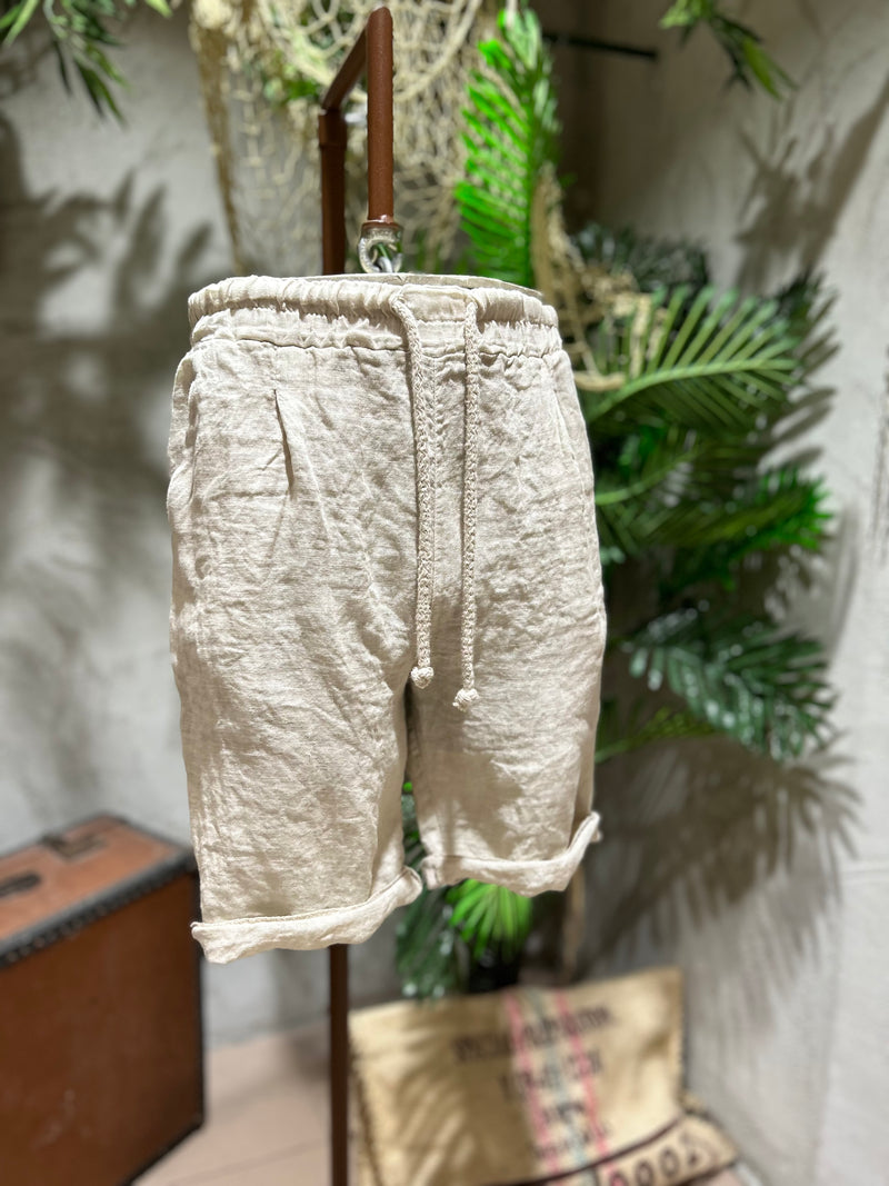 SHORTS IN LINO - BIANCO, BLU, SABBIA, FANGO