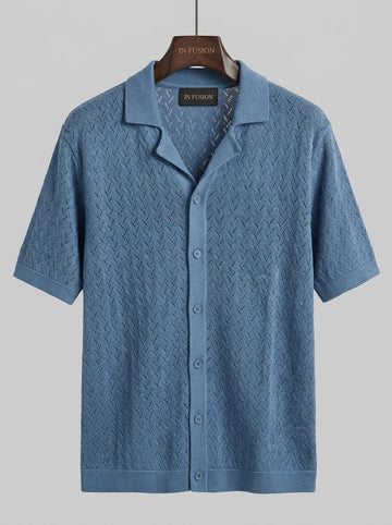 Toledo — Polo Camicia in Filo di Cotone Crochet | Vestibilità Regular