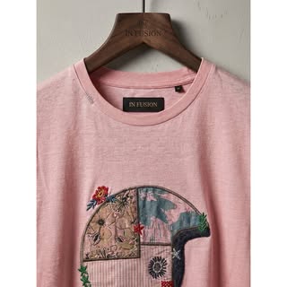 Helmet — T-SHIRT 100% Cotone Ricami a Mano Stone Washed