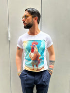 T-SHIRT STAMPA CHICKEN - BIANCO