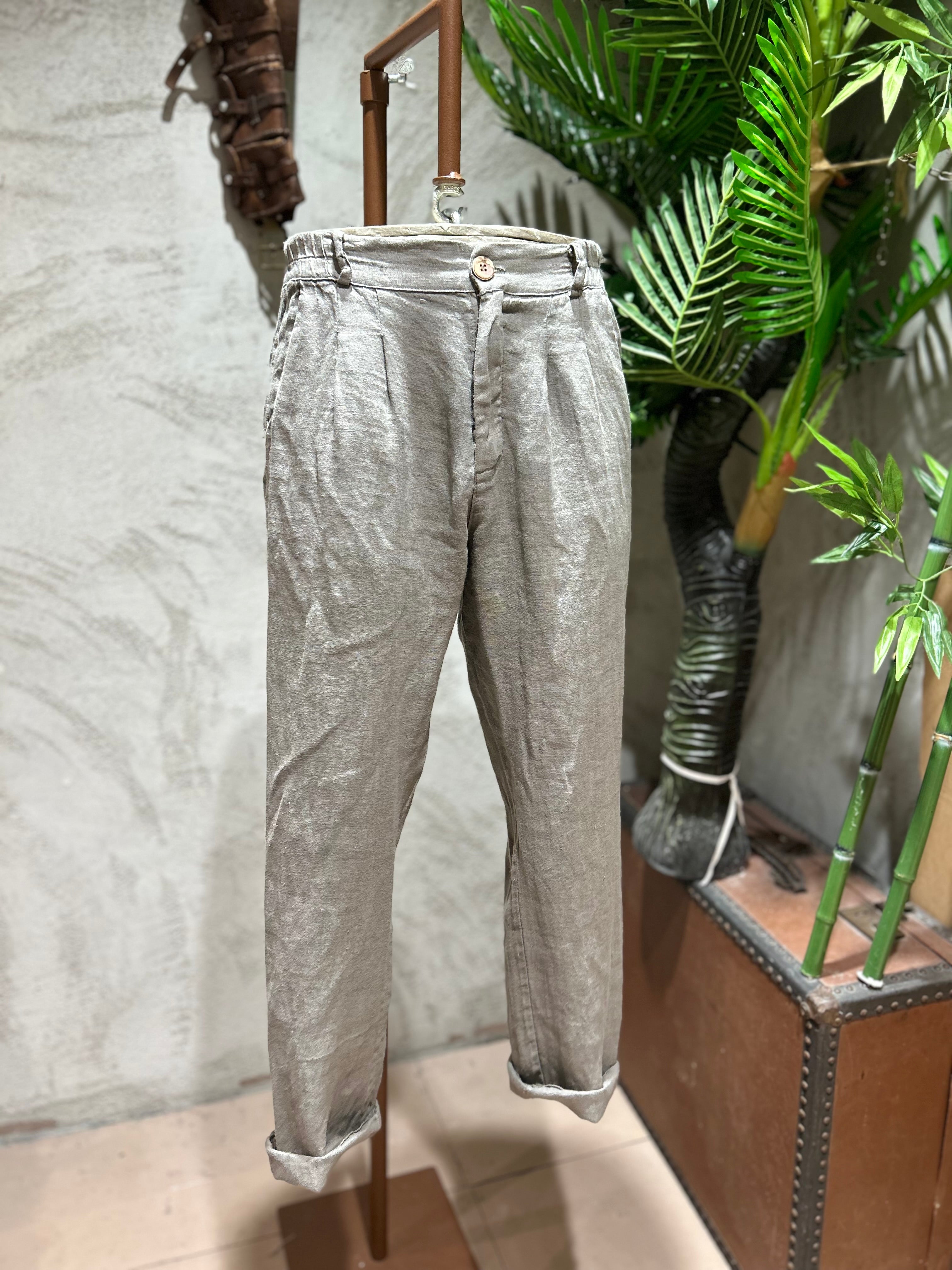 PANTALONI IN PURO LINO -  FANGO,BLU,TABACCO,SABBIA,NERO,BIANCO