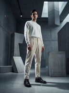 PANTALONI IN VELLUTO TAGLIO CLASSICO - PANNA