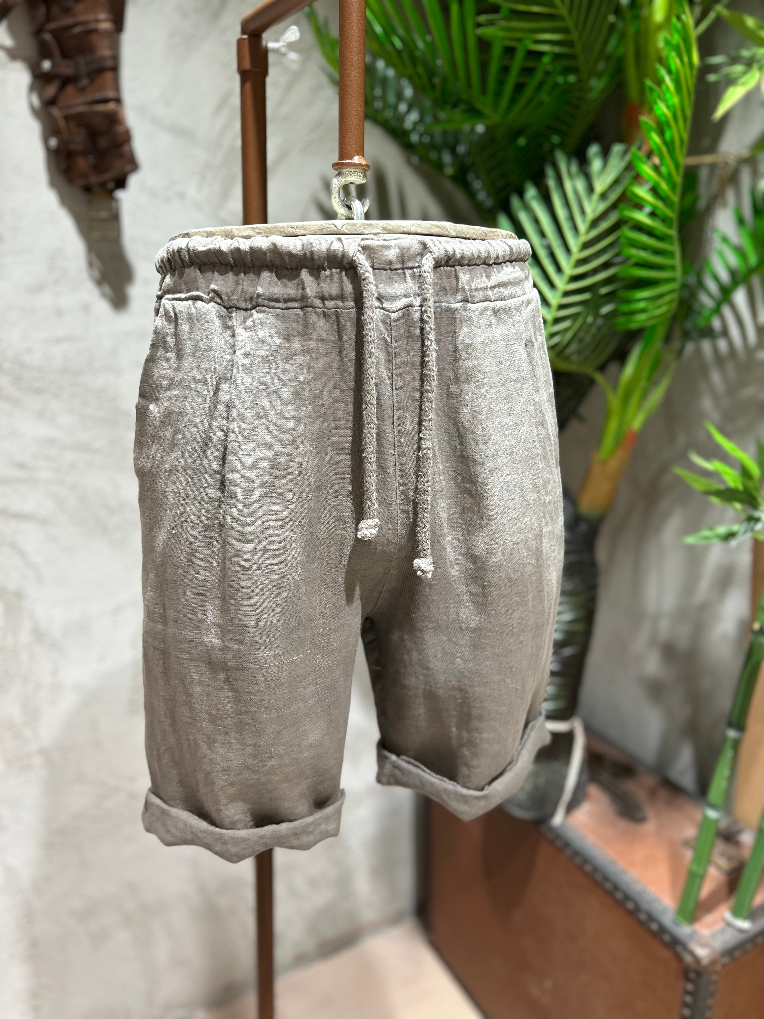 SHORTS PURO LINO - SABBIA, BIANCO, FANGO, BLU