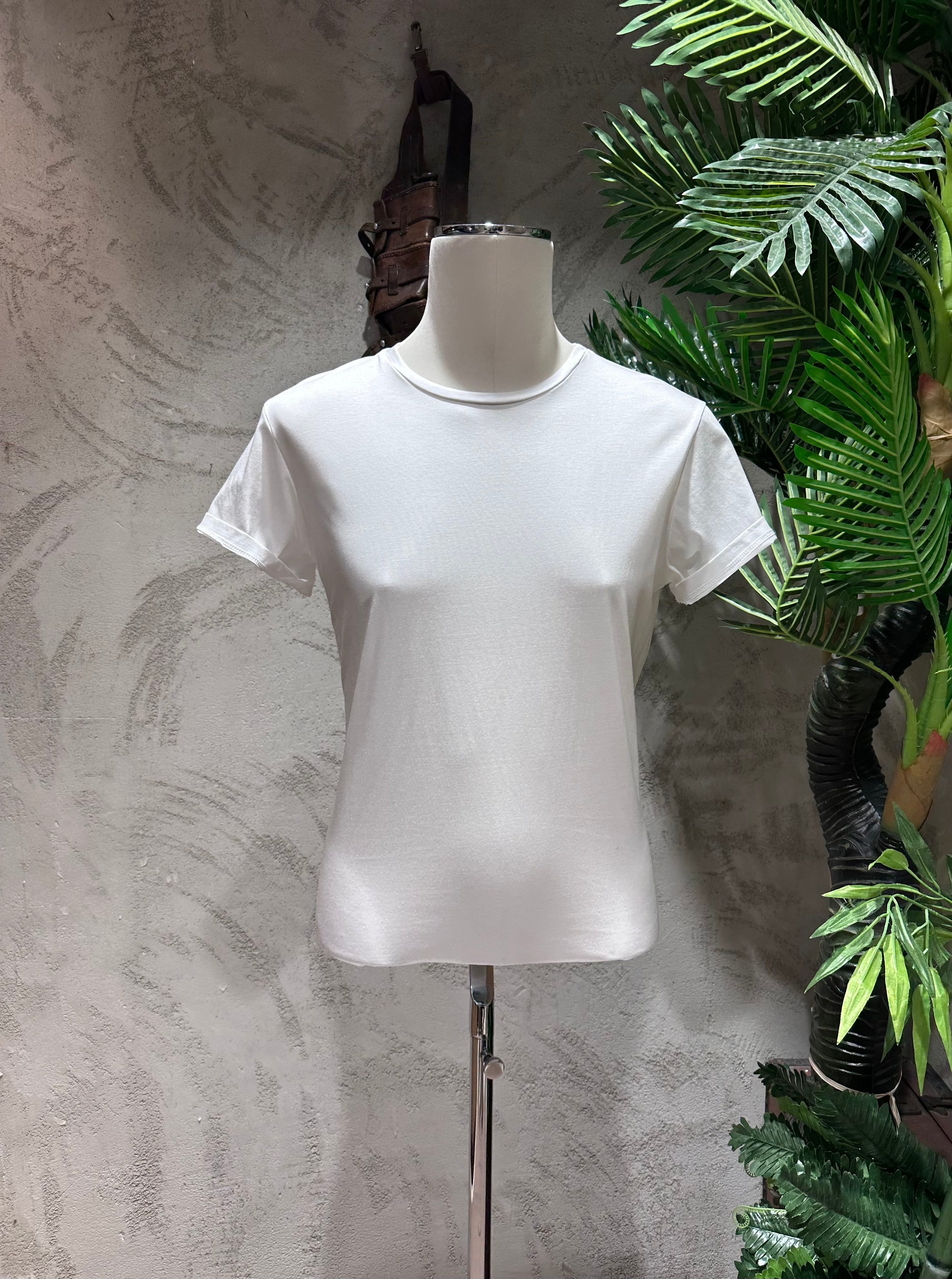 T-SHIRT IN FILO DI SCOZIA - BIANCO, NERO, SABBIA, DARK NAVY, GHIACCIO