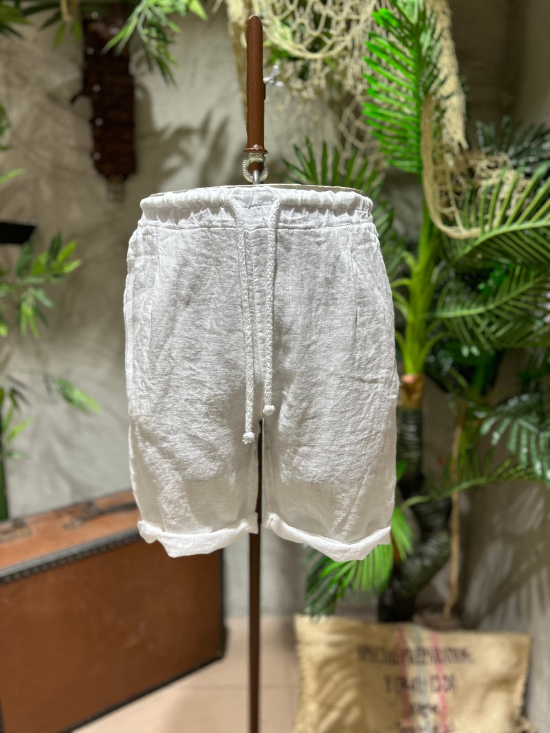 SHORTS IN LINO - BIANCO, BLU, SABBIA, FANGO