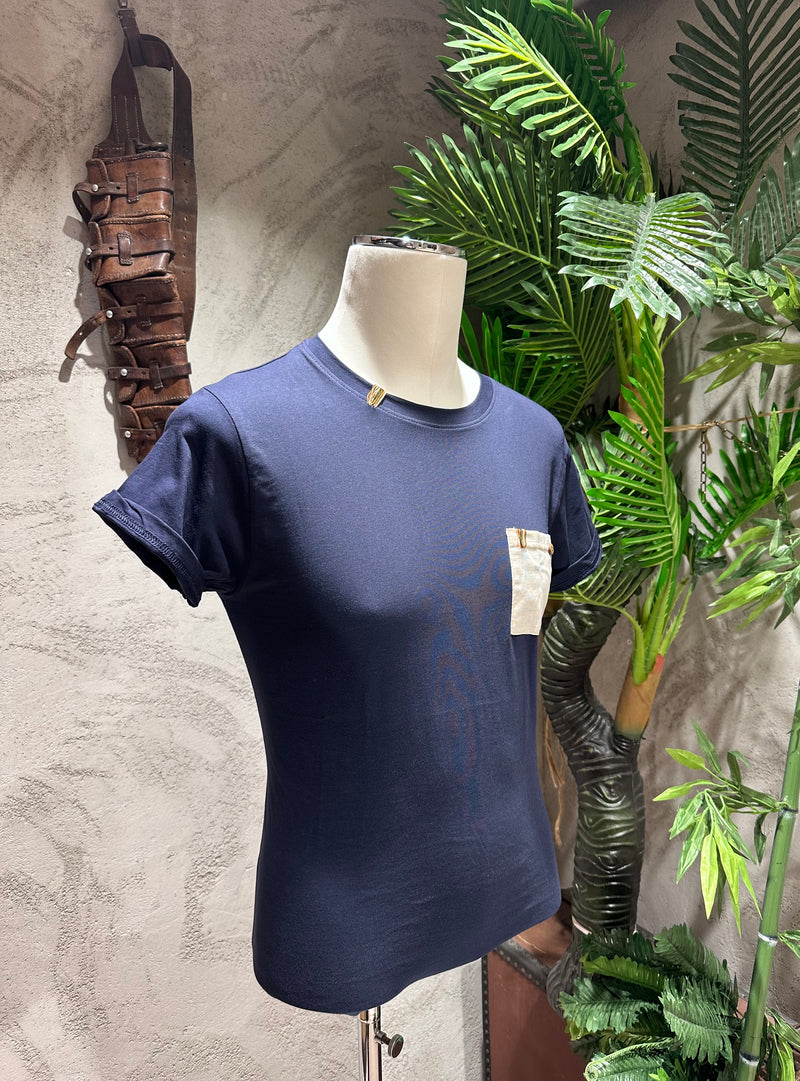 T-SHIRT TASCHINO - BIANCO, BLU