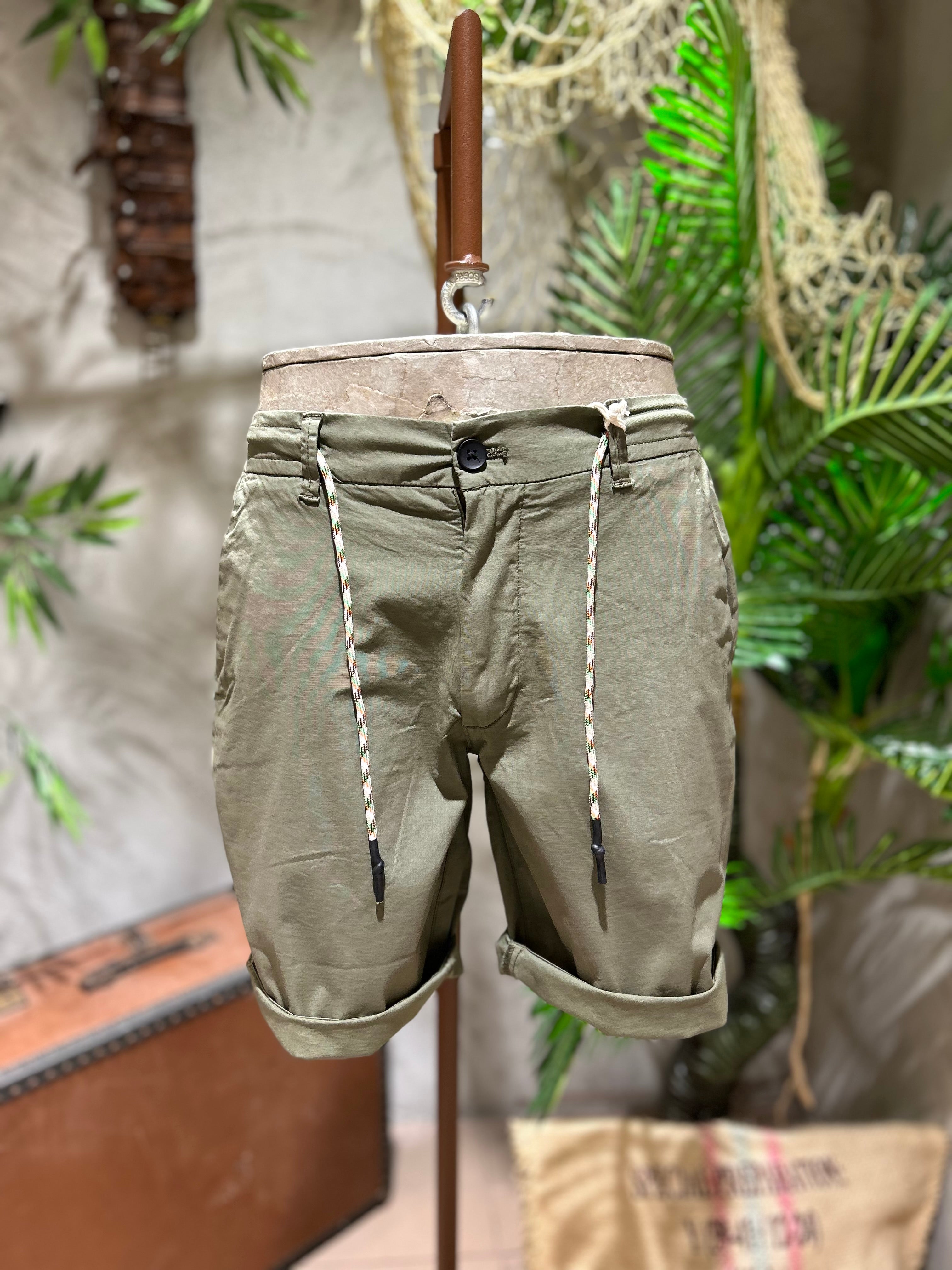 SHORTS IN COTONE - VERDE, BEIGE