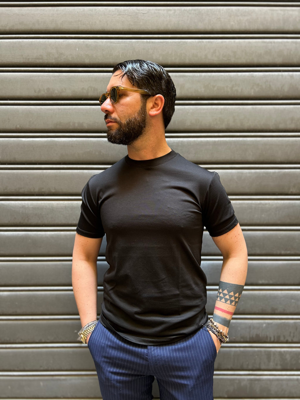 T-SHIRT IN FILO DI SCOZIA - BLU, BIANCO, NERO, MORO, BEIGE, VERDE