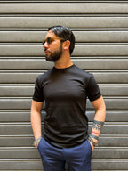 T-SHIRT IN FILO DI SCOZIA - BLU, BIANCO, NERO, MORO, BEIGE, VERDE