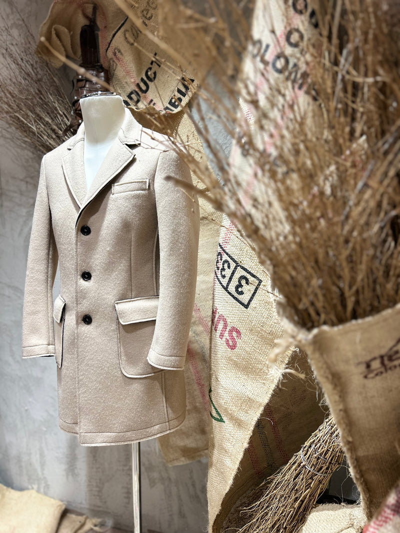 CAPPOTTO MONOPETTO BOUCLE  - BEIGE