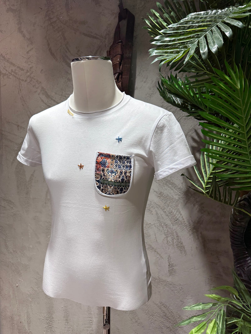 T-SHIRT TASCHINO - BIANCO,MORO,BLU