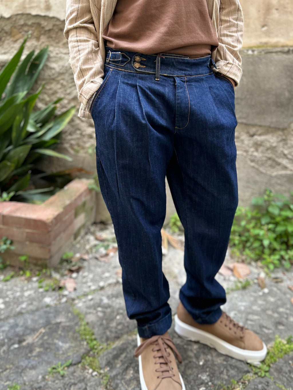 DENIM CON FIBBIE -DARK NAVY