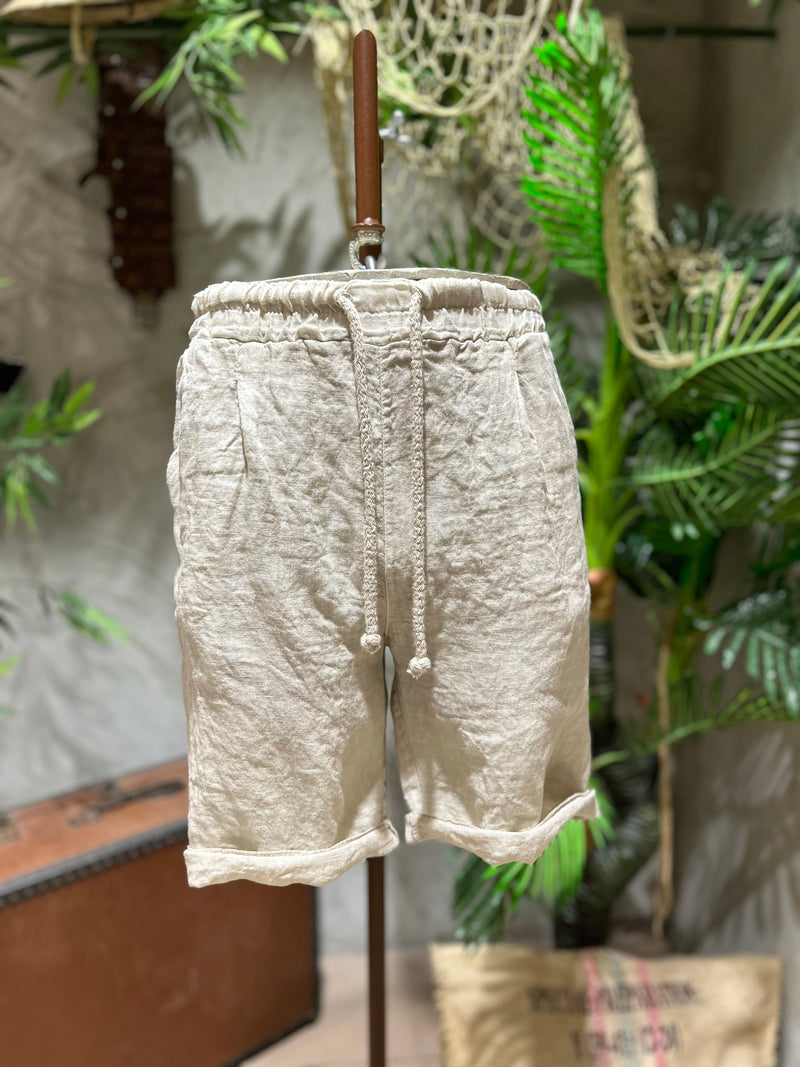 SHORTS IN LINO - BIANCO, BLU, SABBIA, FANGO