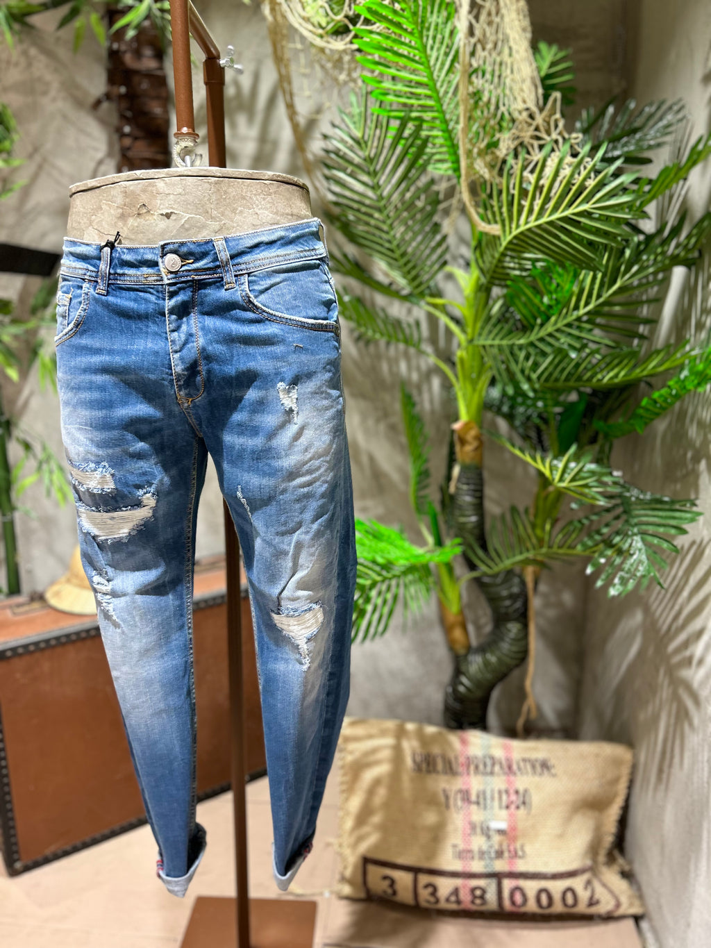 SKINNY DENIM BROKEN - BLUE DENIM