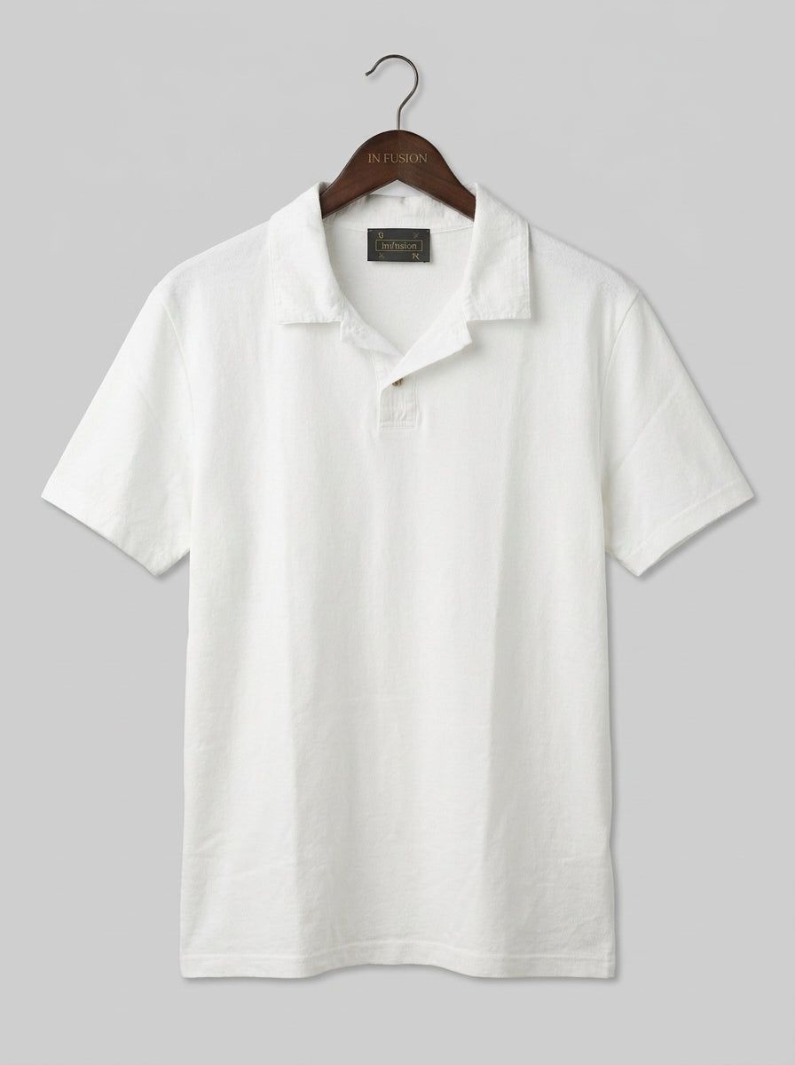Egitto — Polo in Crêpe di Cotone Leggerissimo | Collo in Garza Tono su Tono | Slim Fit | Made in Italy