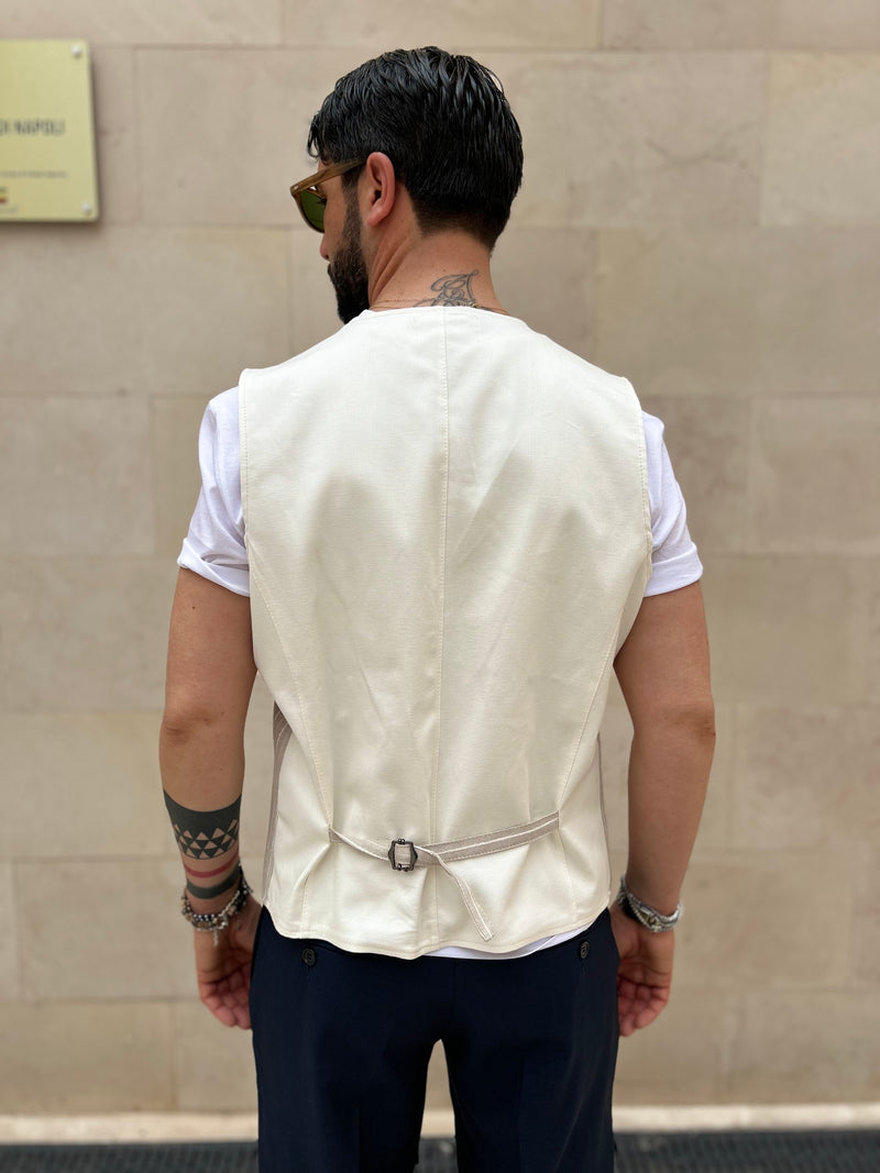 GILET STRIPES - BEIGE