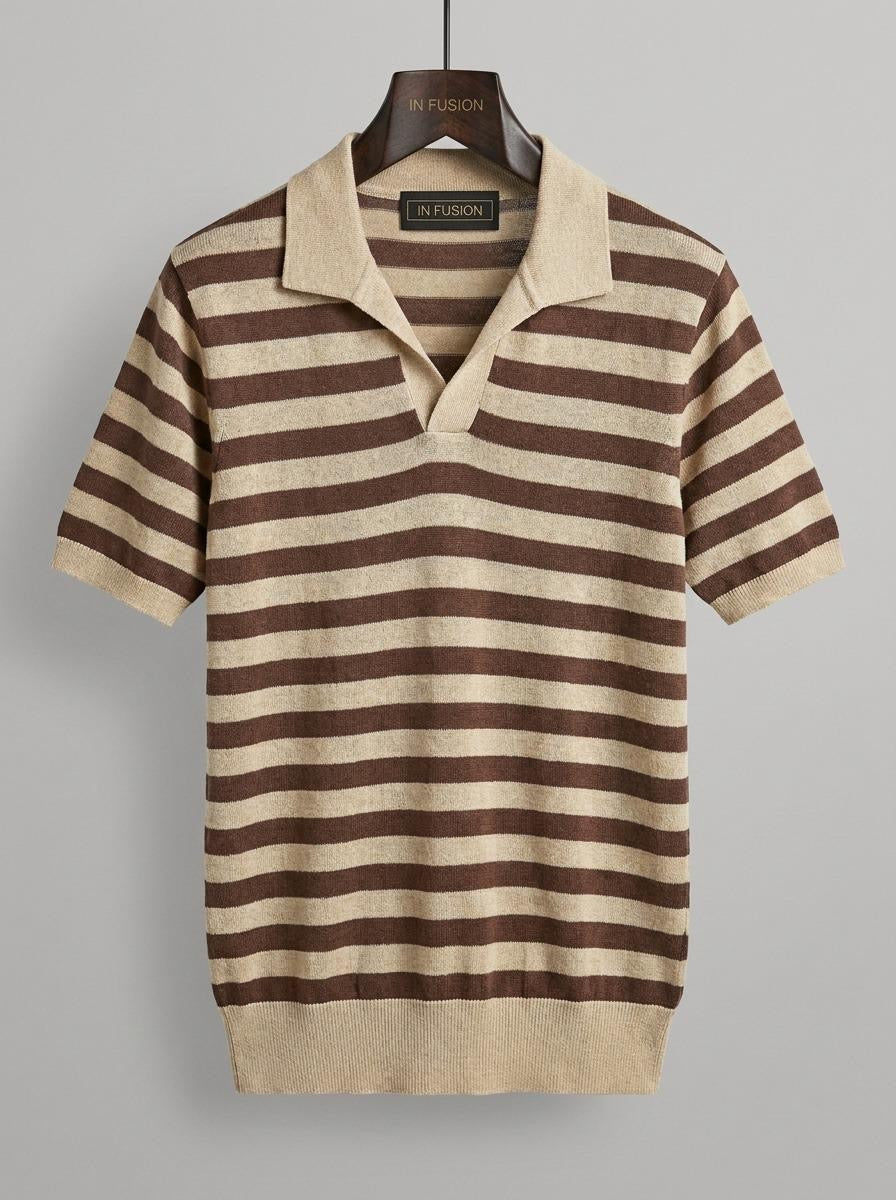 Parigi — Polo in Cotone Derby Senza Bottoni | Maglieria Artigianale | Slim Fit | Made in Italy