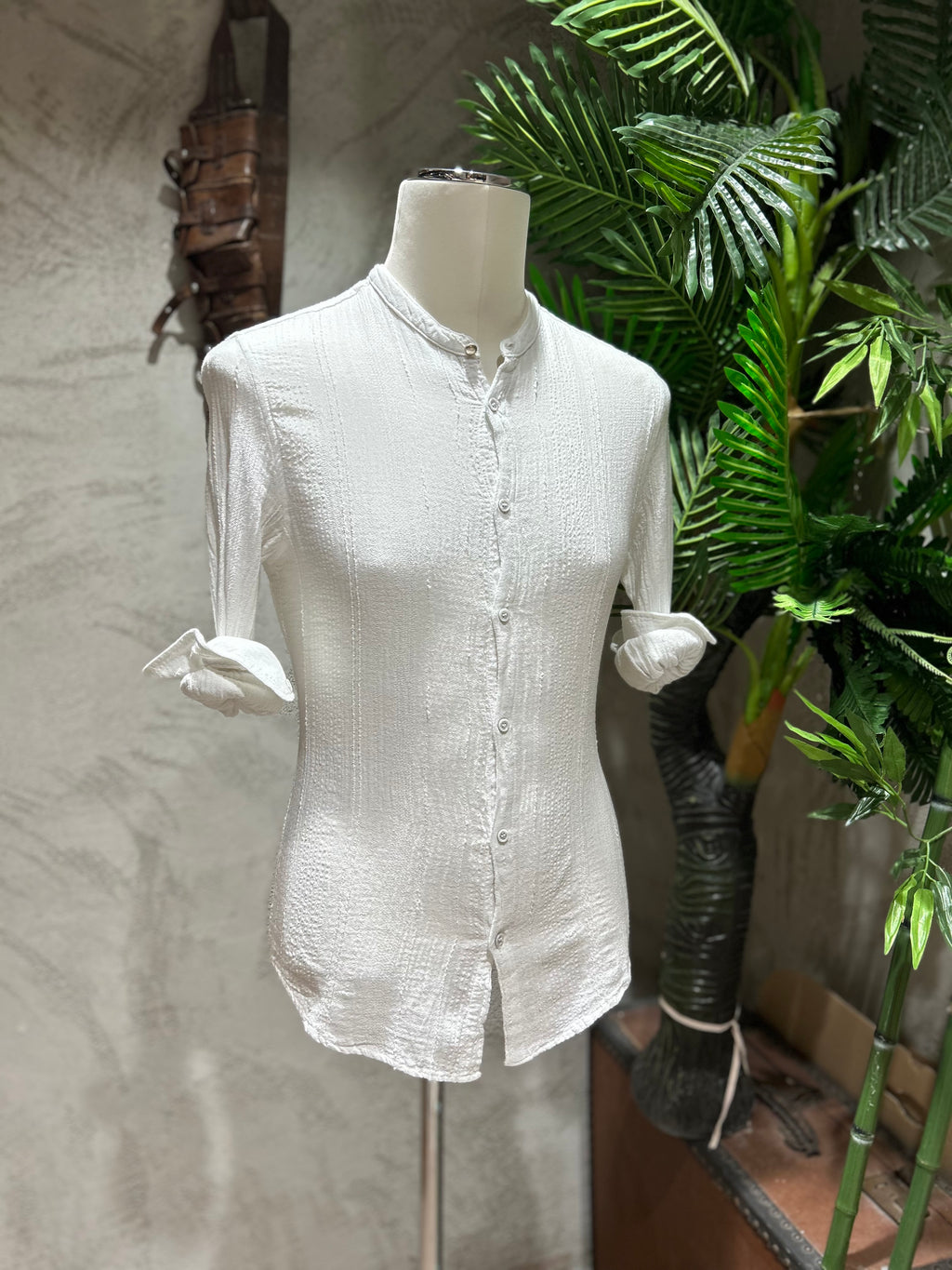 CAMICIA CON TRAMA - BIANCA