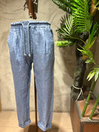 PANTALACCIO 100% LINO - AZZURRO