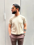 MAGLIA GIROCOLLO - CACAO, SABBIA, BLU, TEGOLA