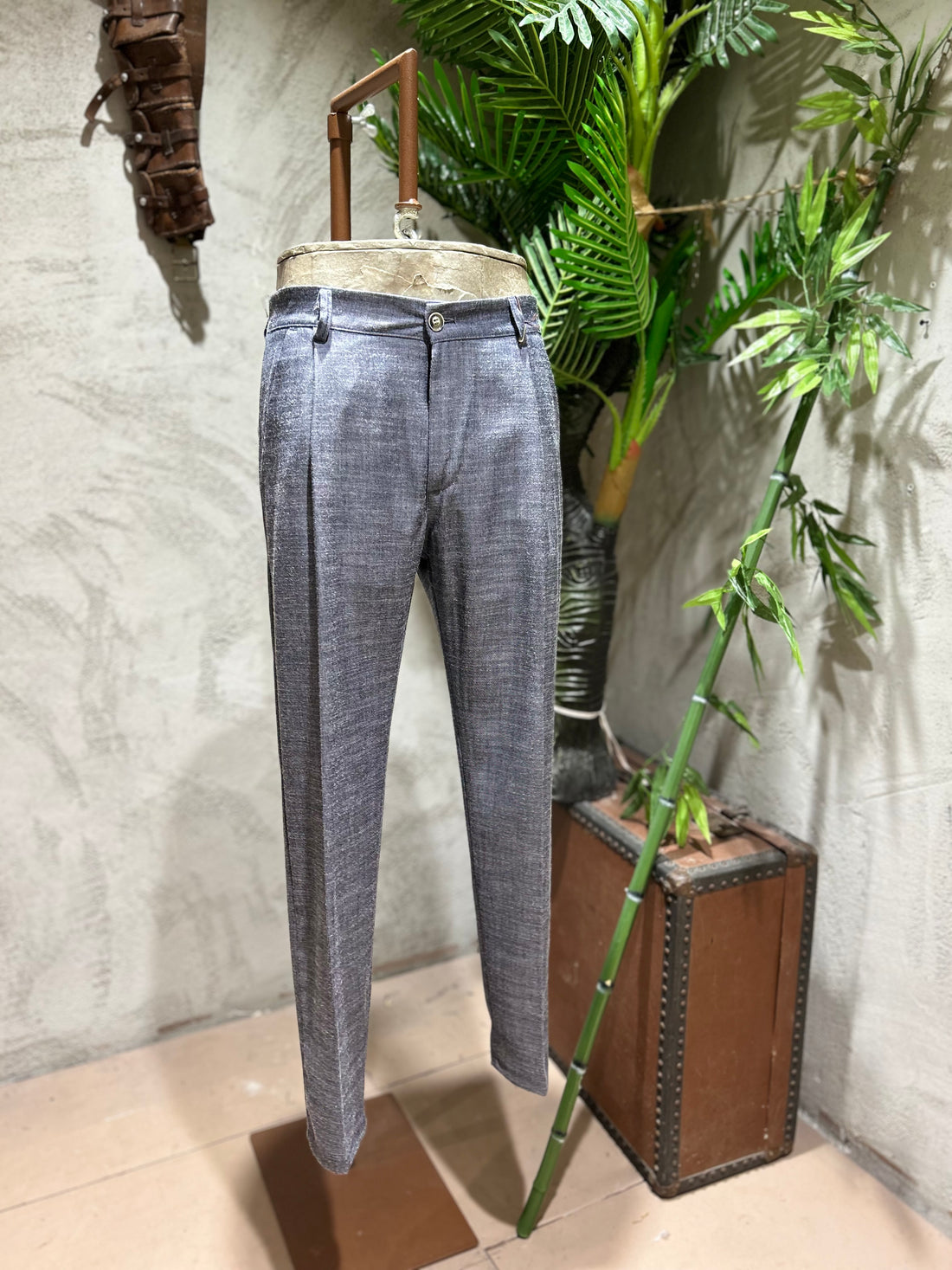 MICRO PATTERN TROUSERS - GREEN, BLUE