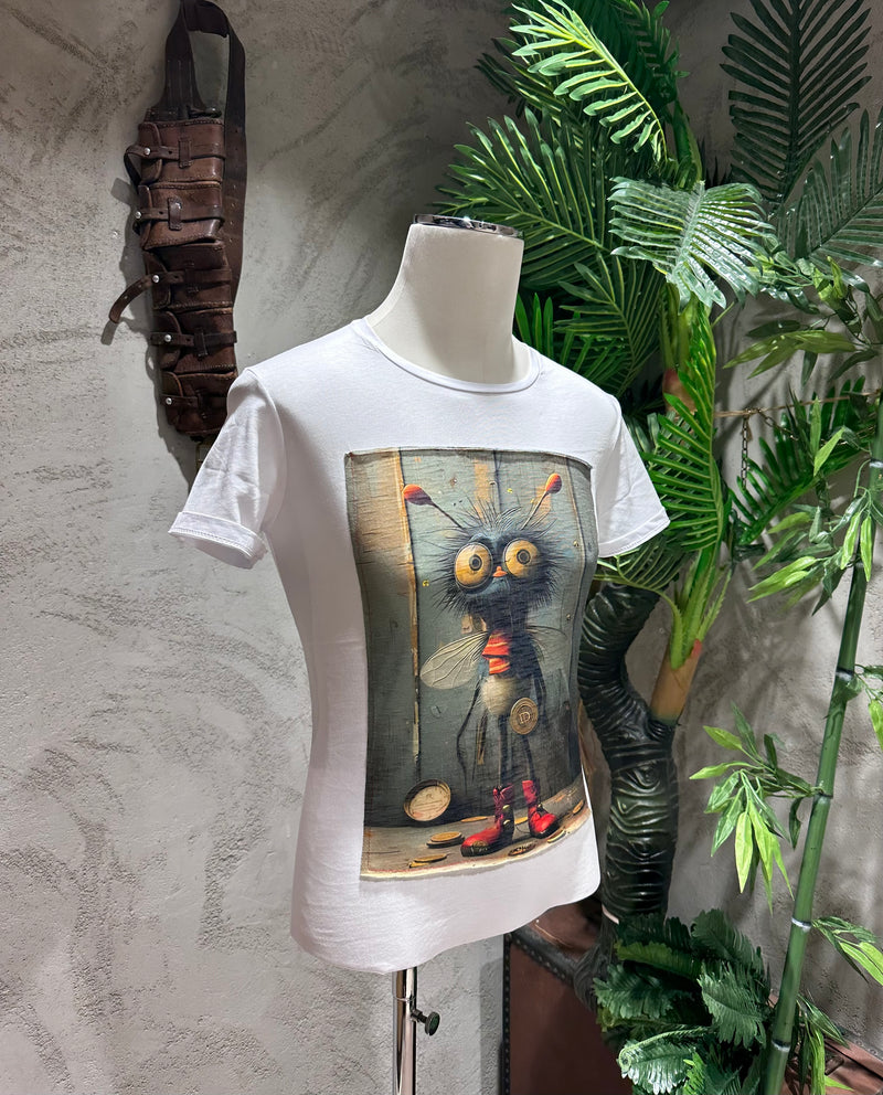 T-SHIRT STAMPA MOSCA - BIANCO
