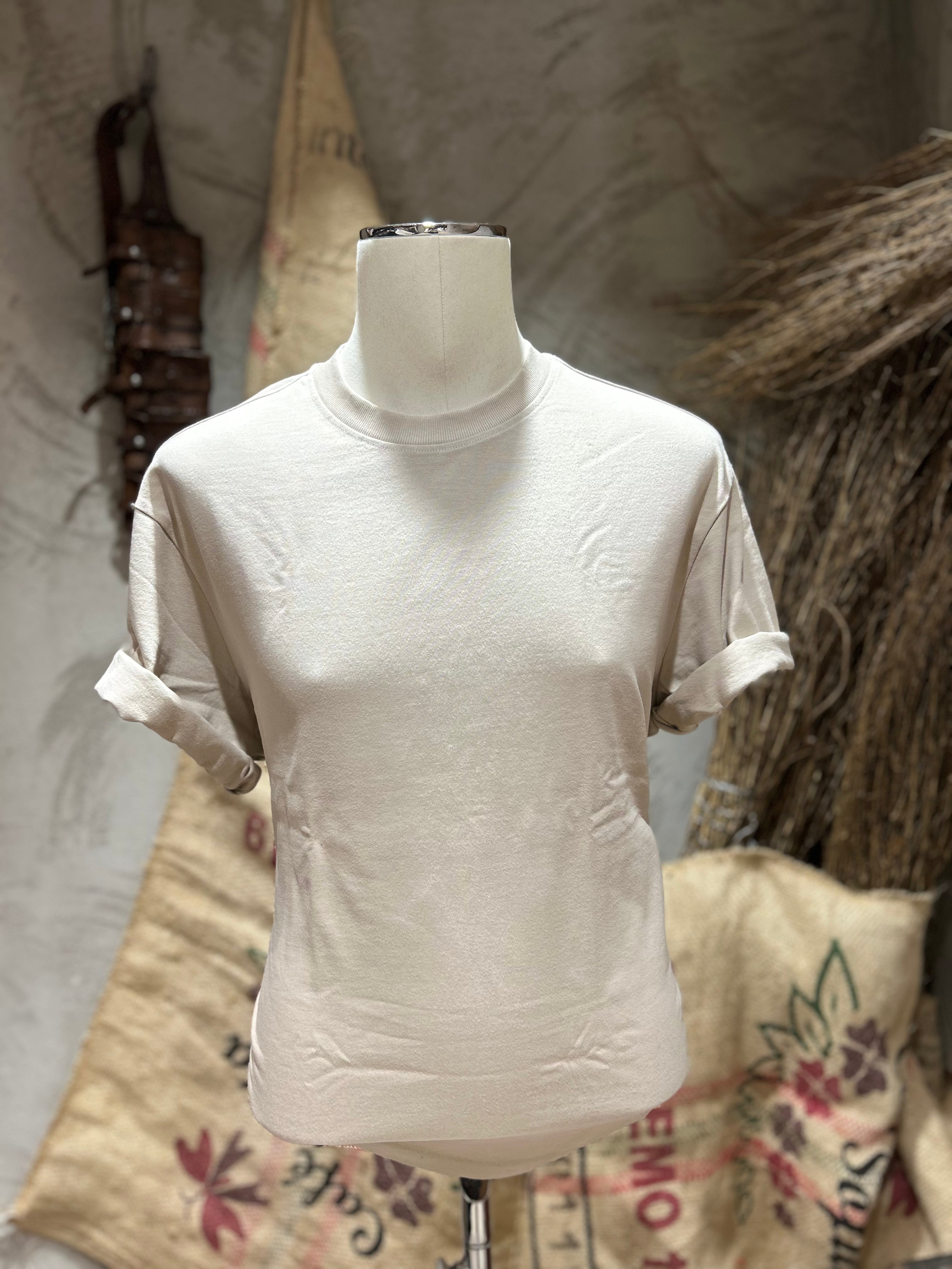 T-SHIRT BASIC - BIANCO-SABBIA-NERO