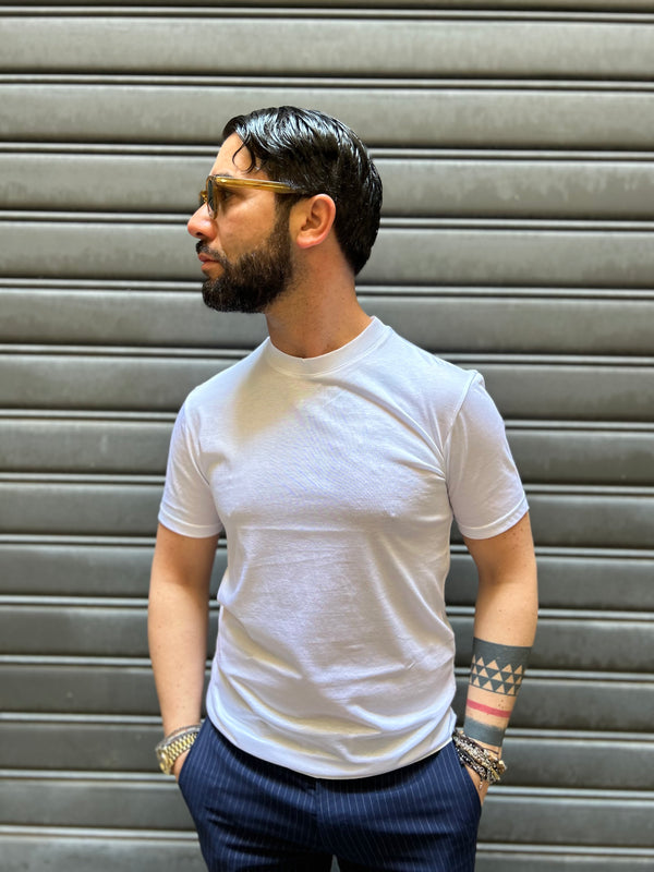 T-SHIRT IN FILO DI SCOZIA - BLU,BIANCO,NERO,MORO