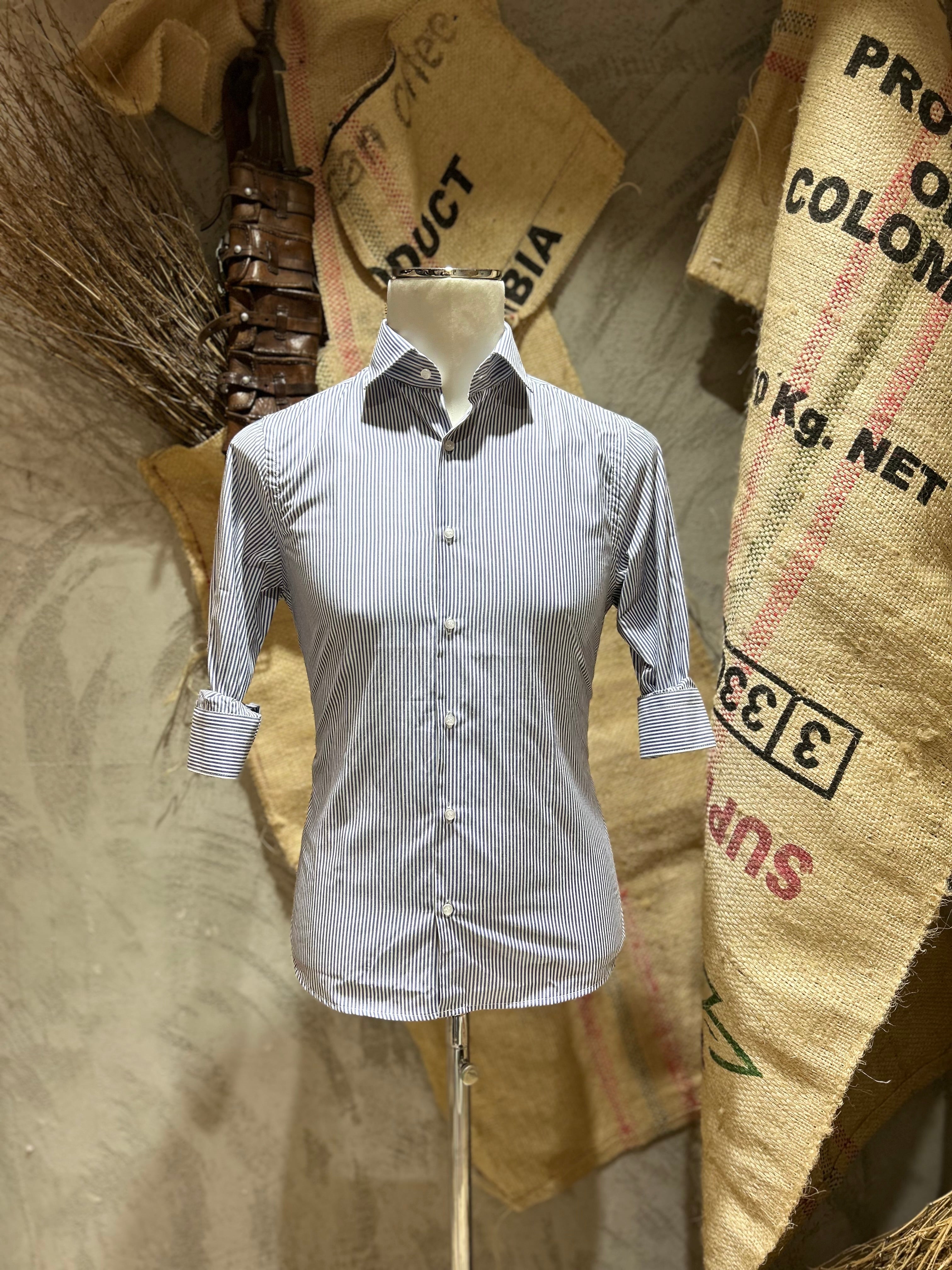 CAMICIA MILLERIGHE - BIANCO/BLU